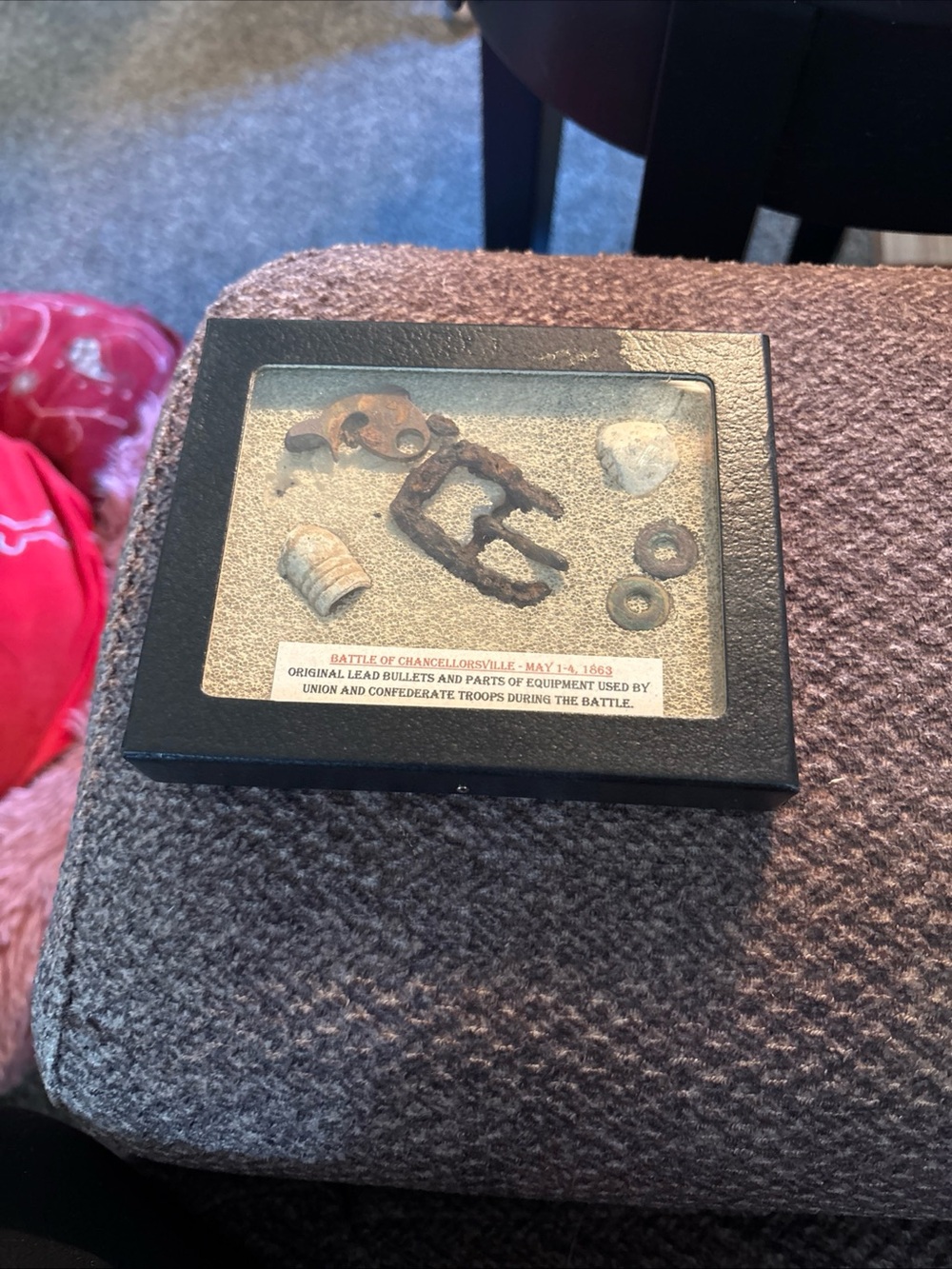 Civil War Relic Shadow Box Display - Black Frame vintage